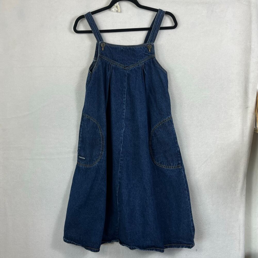 Vintage Celeste Denim Cotton A-Line Overall Jumper Tent Dress Women's Size 9/10